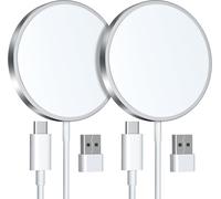 2 Pack Wireless Charger For Iphone 15w, Fast Charger Compatible With Magsafe For Iphone, Magnetic Charger To Usb C For Iphone 16/15/14/13/12 Series, Airpods 3/2/Pro 2-White