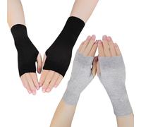 2 Pack Women's And Men's Wool Gloves And Mittens Warm Winter Gloves And Mittens Women Touch Warm Mittens For Smartphone, Work, Driving, Running And Outdoor Activities, Black+Grey, One Size