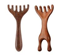 2 Pack Wood Scalp Massager, Scalp Comb Gua Sha, Head Massager Scalps Protable, Head Scratcher Massage for Stress Relax, Massage Tool Wood Comb (6 Claw+5 Claw)