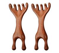 2 Pack Wood Scalp Massager, Scalp Comb Gua Sha, Head Massager Scalps Protable, Head Scratcher Massage for Stress Relax, Massage Tool Wood Comb (5 Claw 2Pcs)
