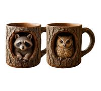 2 Packs 3d Tasses À Café 11 Oz - Tasse De Thé Animal À Trou D'arbre, T-asse De Café En Résine T-asses De Boisson Animale Collectionnelle Tasse D'eau Réutilisable, Nouveauté De Bois Pour Le Thé
