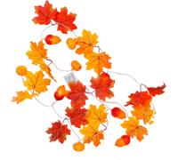 2 packs de cordes de feuilles d'?rable D?corations automnales l?g?res pour la maison Total 13ft 20LEDS blanc chaud aliment ? par piles Guirlande suspendue -Maison��r -Mur Chemin Escalier F?te