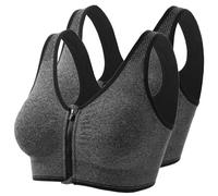 2 Packs de Soutiens-Gorge de Sport pour Femmes, Soutien-Gorge de Yoga pour l'entraînement et Le Fitness, Fermeture éclair sur Le Devant, Soutien-Gorge de Course à Pied,Grey-XXL
