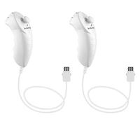 2 Packs Nunchuk Nunchuck contrôleur de Jeu Vidéo à Distance pour Nintendo Wii Console Wii U Blanc