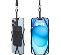 2 Packs Of Neck Strap Phone With Card Pocket, Universal Silicone Lanyard Cord Compatible With Most Smartphones Black, 2 Packs Black, 550x70mm