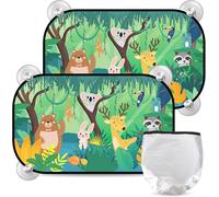 2 Packs Of Sun Shades For Babies,Uv Protection For Children,45 X 35.5 Cm With Cute Animal Patterns,Sticker And 8 Suction Cups,Heat And Reflective Protection For Children