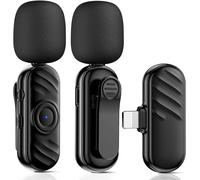 2 Packs Wireless Tie Mic for iOS,Wireless Mini Lavalier Microphone Telephone Plug & Play for Recording,YouTube,TikTok,Vlog,Interview,Podcast