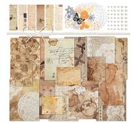 2 Packungen Vintage-Dekopapier, Retro-Scrapbooking-Papier, gealtertes Papier mit Kaffeeflecken, antikes geprägtes Kartenpapier mit Spitzenausschnitt, Washi-Streifen-Aufkleber für Tagebuch (Barista)