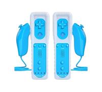 2 pair Manette de Wii avec Manette Nunchuck,Contrôleur Wii Télécommande pour Wii WII U Remote Motion Plus Intégré avec Etui en Silicone Dragonne