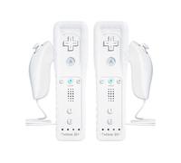 2 pair Manette de Wii avec Manette Nunchuck,Contrôleur Wii Télécommande pour Wii WII U Remote Motion Plus Intégré avec Etui en Silicone Dragonne