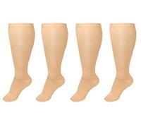 2 Pair Plus Size Compression Socks for Women Men Flight Socks Knee High Support Compression Socks Wide Calf Medical Compression Stocking Plus Size Running Socks (4XL,WQH144-6)