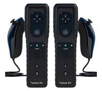 2 pair QUMOX Manette de Wii avec Manette Nunchuck,Contrôleur Wii Télécommande pour Wii WII U Remote Motion Plus Intégré avec Étui en Silicone Dragonne G