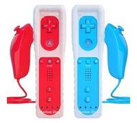 2 pair Manette de Wii avec Manette Nunchuck,Contrôleur Wii Télécommande pour Wii WII U Remote Motion Plus Intégré avec Etui en Silicone Dragonne