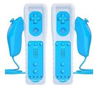 2 pair Manette de Wii avec Manette Nunchuck,Contrôleur Wii Télécommande pour Wii WII U Remote Motion Plus Intégré avec Etui en Silicone Dragonne