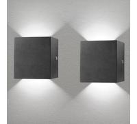 2 Paire Applique Murale LED 12W Moderne Intérieur 6000K, étanche IP65 | Carrée Noir Décorative, Éclairage Extérieur pour Chambres à Coucher, Salon