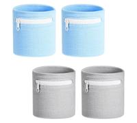 2 Paire Bandeau Poignet avec Poche Zippée, Pochette Poignet Sport, Portefeuille pour Poignet, Bandeau Poignet avec Poche Zippée, Bracelets Pratiques pour Absorber la Transpiration