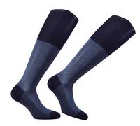 (2 paire) Chaussettes longues pour homme en coton écossais de qualité supérieure avec motif pointu - 100% Made in (Brescia) Italy, bleu, 40-42