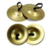 2 Paire de Cymbales Tibétaines, 5.3cm Cymbales a Doigt, Tingsha Cymbales, Instruments de Percussion à Main pour Yoga Méditation Dancer Party Sagats (Or)