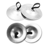 2 Paire de Cymbales Tibétaines, 5.3cm Cymbales a Doigt, Tingsha Cymbales, Instruments de Percussion à Main pour Yoga Méditation Dancer Party Sagats (Argent)