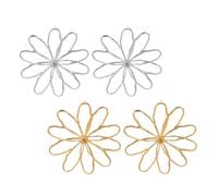 2-paire grande fleur évidée déclaration boucles d'oreilles pour les femmes-or et argent exagérer floral boucles d'oreilles, bijoux floral audacieux pour les occasions quotidiennes et spéciales