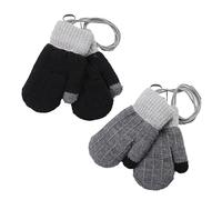 2 Paire Moufle Enfant Tricoté Gants Epais avec Corde Epais Plein-Doigts Hiver Motif Gants Moufles Toddler Enfants Gants Sport Extérieur Ski Snowboard Camping Moufles à Accrocher au Cou pour 0-3 Ans