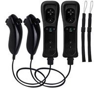 2 Paire QUMOX Manette Wii avec Nunchuck,Wii Contrôleur Wii Télécommande Wii Remote Controller avec Contrôleur Nunchuk G