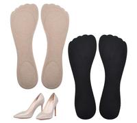 2 Paires 3/4 Inserts d'Amorti Gel pour Femme, Antidérapants Semelles Intérieures Adhésives à Talons Hauts, Semelles Intérieures Velours pour Chaussures, Coussinets de Chaussures (Noir et Beige)