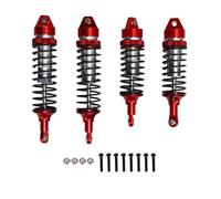 2 Paires Achos à Amortisseurs RC, Amortisseur de Choc de Voiture RC, Amortisseurs Arrière Avant en Alliage en Aluminium s'adapter à L'échelle 1/10 RC Crawler (Argent Rouge)