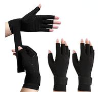 2 Paires Arthrite Gants de compression en fibre de cuivre avec sangle au poignet gants arthrose maintien poignet(L-XL)
