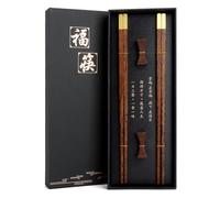 2 Paires Baguettes Chinoises pour Manger, Baguettes en Bois Lave-Vaisselle 25 cm Réutilisables avec Support, Coffret Cadeau pour Sushi, Ramen et Plats de Riz