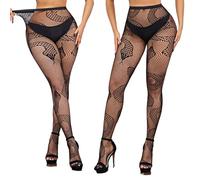 2 Paires Bas Resille Femme,Collant Resille Noir,Collant Resille,Bas Femme,Collants Résille Sexy,Fishnet Creux Stockings Black Haute Cuisse Maille Noirs Stocking Maille Noirs Stocking Tights,pour Femme