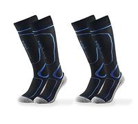 2 Paires Black Embout Crevice Homme Blue Chaussettes de Ski, Black/Blue, 39-42