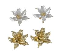 2 paires blanc & or 3D Lily fleur boucles d'oreilles pour les femmes, Bohème Floral déclaration boucles d'oreilles, mariage Unique & porter tous les jours bijoux