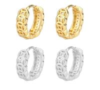 2 paires Boucle Doreille Femme Argent 925 Creole Plaqué Or Creoles Acier Inoxydable Ensembles Boucle Boreille Or,Boucles D'oreilles Femme Creoles Argent Femme Torsadées Or
