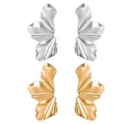 2 paires Boucles d'Or et argent fleur d'or pour les femmes grandes boucles d'oreilles Déclaration d'or boucles d'oreilles pendentif fleur de bohème pétale bijoux fille pour les femmes