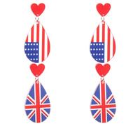 2 Paires Boucles D'oreilles Pendantes Drapeau Américain, Acrylique | Fête du 4 Juillet, Style Chic et Créatif, Métal, pour Amies, Fête Mémorial