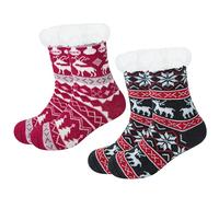2 Paires Chaussette Chaude Femme Chaussettes Antidérapantes pour Femmes Hiver Thermiques Chaussette Épaisses Douces Cadeau de Noël pour Femme