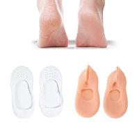 2 paires Chaussettes anti-sèches et anti-craquelures, Protecteur de soin de pied de chaussettes d'hydratation de gel de silicone (blanc + couleur de peau, L)