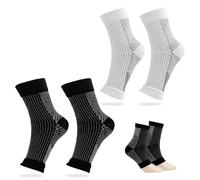 2 Paires Chaussettes Apaisantes pour Neuropathie pour Hommes et Femmes, L/XL Chaussettes de Compression pour Cheville pour le Soulagement de la Douleur des Pieds Maintient Cheville, Blanc et Noir
