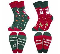2 Paires Chaussettes de Noël Femme homme Chaussettes Motif Fantaisie de Noël Unisexe Chaussettes Chaudes Crew Chaussettes de Noël Socquettes À Motifs Coloré Coton Original Chaussettes, Taille unique