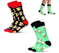2 Paires Chaussettes Humour Homme Chaussettes Bière Funny Design Original Chaussettes de Cadeaux Antidérapant Confort et Durabilité pour Hommes et Femmes Multicolores Idéales pour Oktoberfest