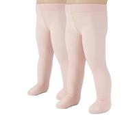 2 PAIRES - COLLANTS LISSES SEMI-OPAQUES EN MICROFIBRE POUR PETITES FILLES | COLLANTS POUR BEBES | 40 DEN | DE 6 A 24 MOIS | BONNETTERIE ITALIENNE (6 mois, ROSE)