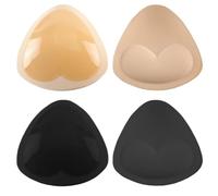 2 Paires Coussinets Soutien Gorge,Auto-Adhésif Coussinets Soutien-Gorge,Amovibles Push Up Breast Enhancer, pour Bikini, Forme tri-Angle,Femmes et Filles(Noir, Beige)