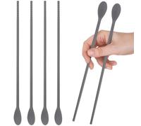 2 Paires Cuillère à Mélanger en Silicone Noir à Double Bâtonnet | Deux Usages, Facile à Nettoyer, Rigide et Peu Déformable, pour Boissons Cuisine
