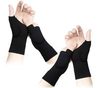 2 Paires d’Attelle Support de Poignet en Gel Coussinets de Blessures à Pouce Gants Respirants de Compression Relief Soutien (Noir)L