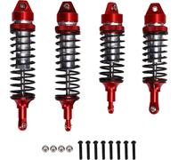 2 paires d'amortisseurs RC en alliage d'aluminium à l'avant et à l'arrière pour Traxxas Slash 4x4 1/10 échelle Crawler rouge argenté