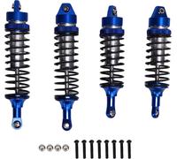 2 paires d'amortisseurs RC en alliage d'aluminium à l'avant et à l'arrière pour Traxxas Slash 4x4 1/10 échelle Crawler Bleu Argent