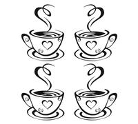 2 paires d'autocollants muraux pour tasses à café - Autocollants pour cuisine, restaurant, bar - Art et décoration