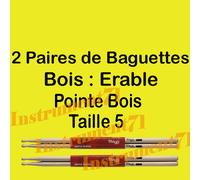 Stagg Music Baguettes SM5B - Érable 5B - Paire