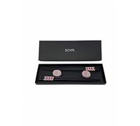 2 paires de baguettes de sushi faites main -Baguettes ESS japonaises - Vaisselle à sushis - Baguettes naturelles réutilisables bois noir et élégant (bois) (Wine Red)